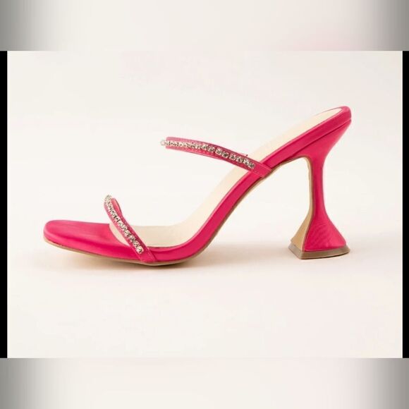 CATHERINE MALANDRINO Pink Rhinestone Sandal Heels - Size 9 - Picture 1 of 8